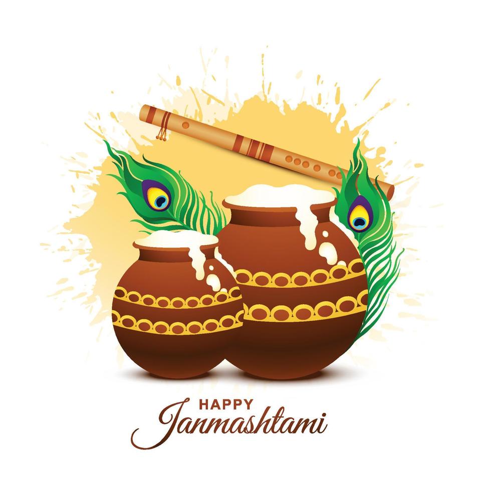 felice janmashtami festival indiano dahi handi celebrazione sfondo vettore