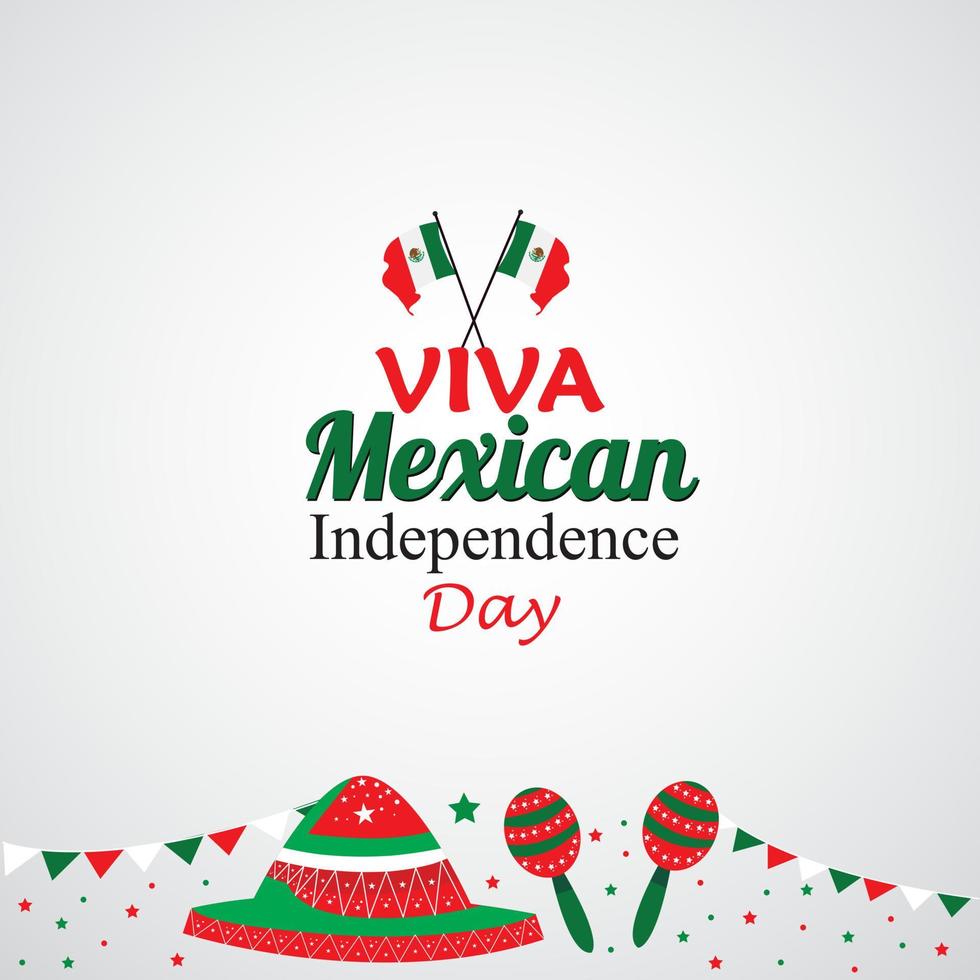 viva mexico Independence Day, 16 settembre, sventolando bandiere messicane e palloncini isolati su sfondo bianco. illustrazione vettoriale. vettore