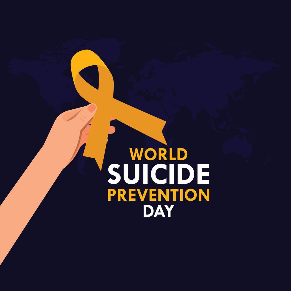 giornata mondiale di prevenzione del suicidio, concetto del 10 settembre con nastro di sensibilizzazione. illustrazione vettoriale colorata.