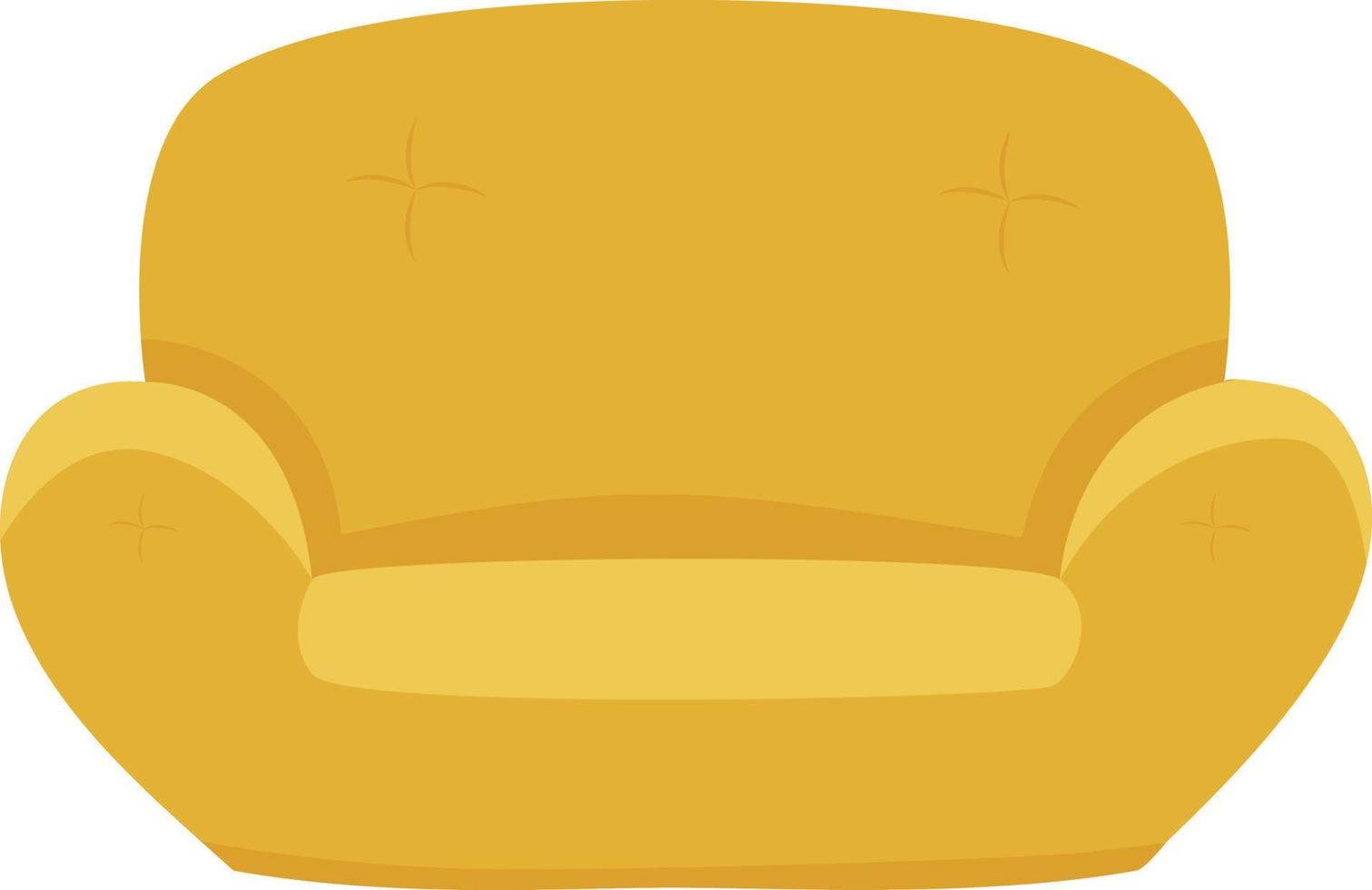 oggetto vettore di colore semi piatto divano giallo. mobili per soggiorno. oggetto a grandezza naturale su bianco. illustrazione di stile cartone animato semplice per interni domestici per la progettazione grafica e l'animazione web