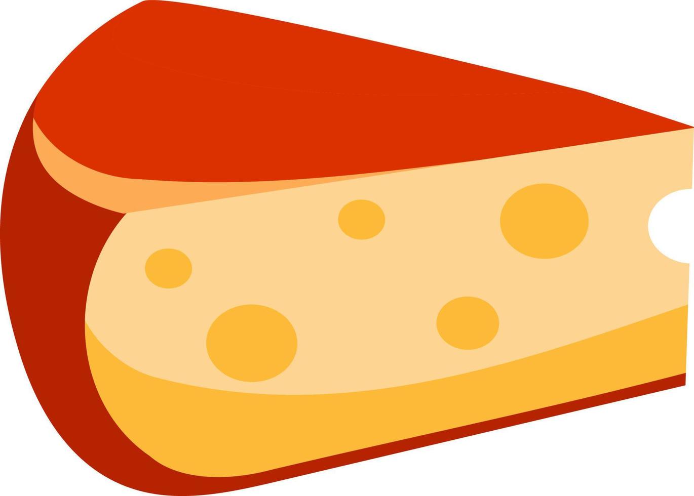 fetta di formaggio oggetto vettore colore semi piatto. pezzo tagliato. porzione di cibo. oggetto a grandezza naturale su bianco. nutrimento sano semplice illustrazione in stile cartone animato per la progettazione grafica e l'animazione web