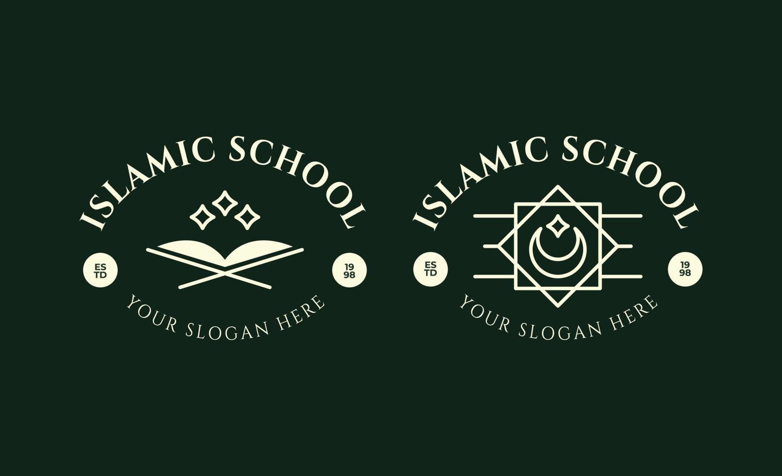 linea del logo della scuola islamica minimalista vettore