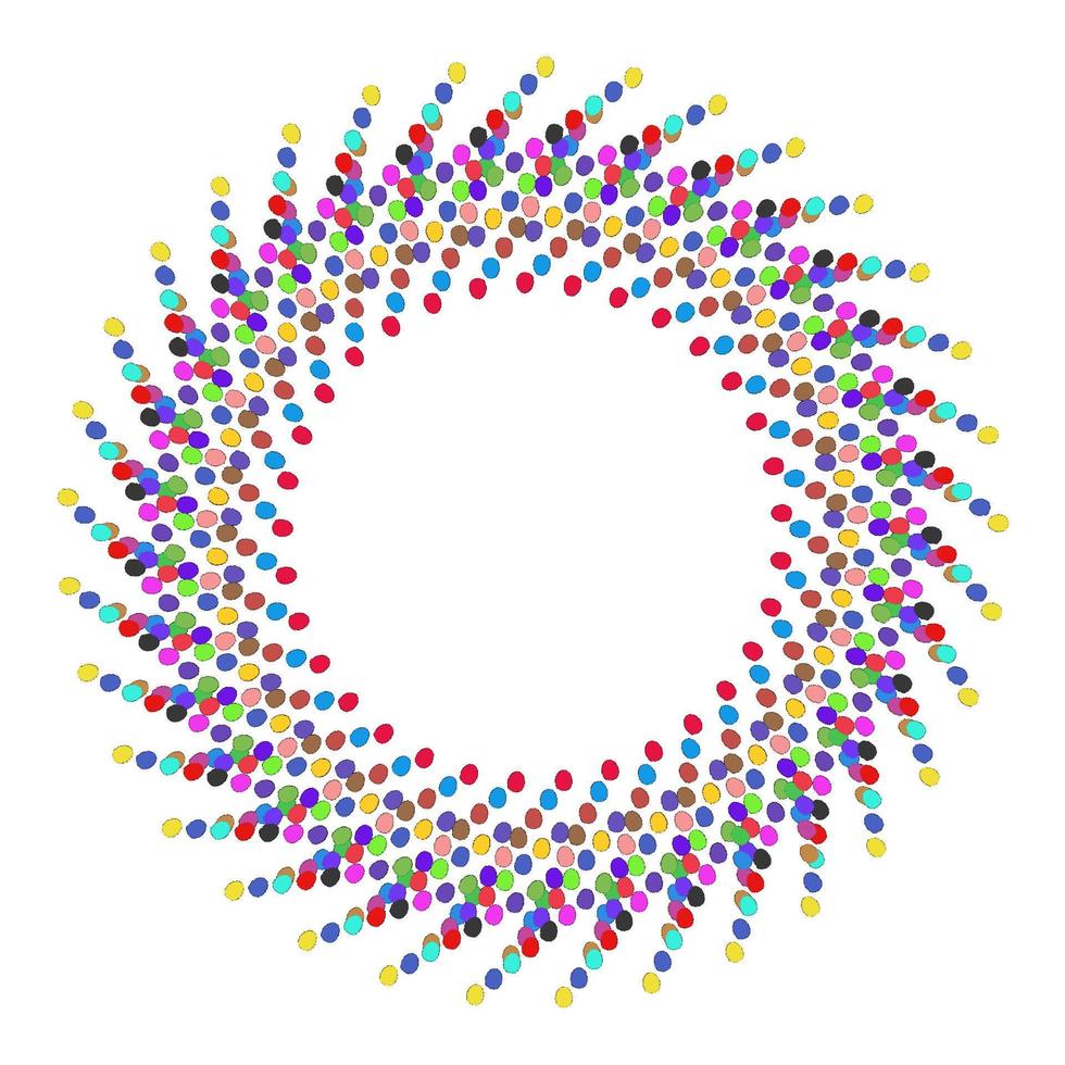 cornice rotonda a forma di uovo di punti colorati multi colore su sfondo bianco, illustrazione vettoriale