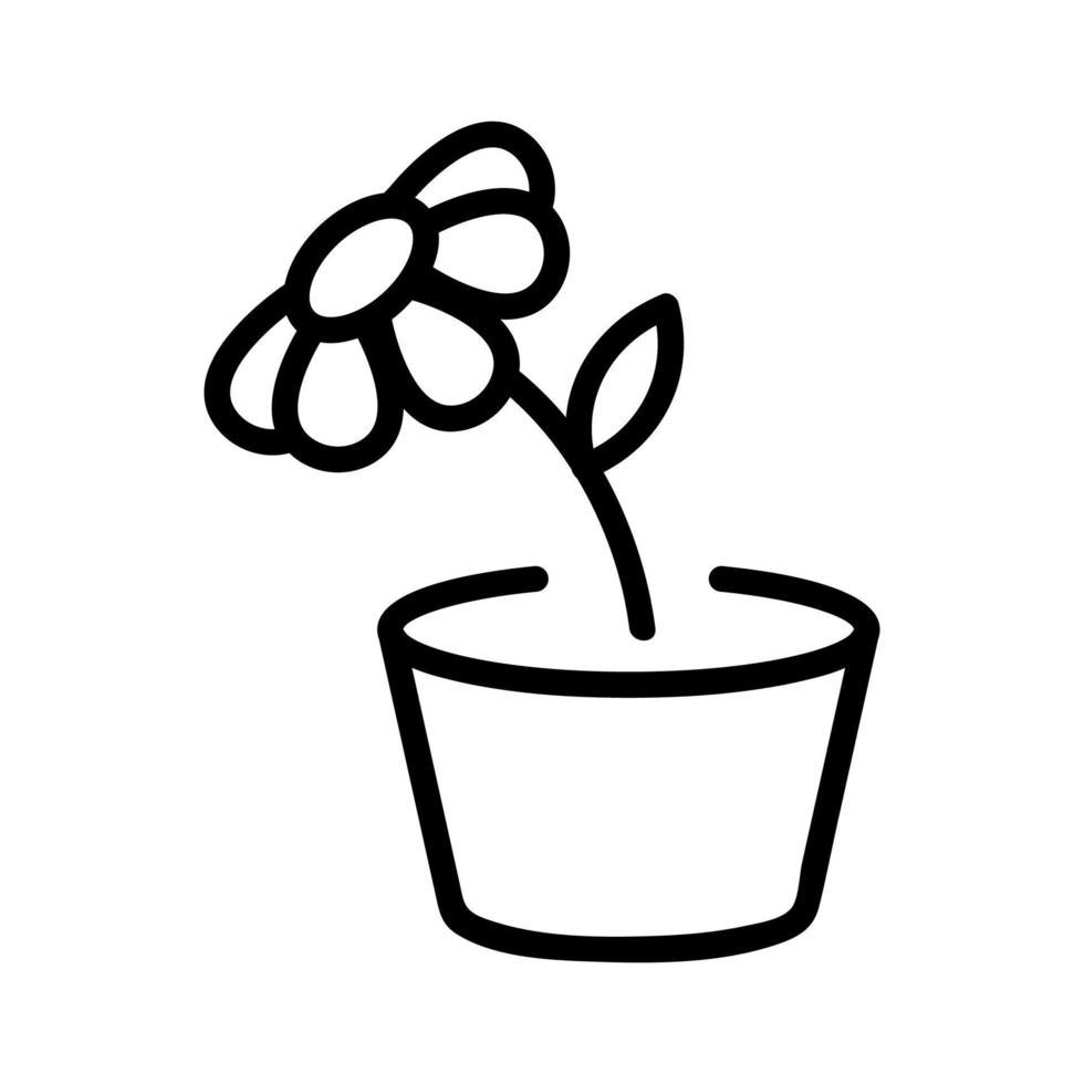 illustrazione del profilo di vettore dell'icona del fiore di invasatura della camomilla