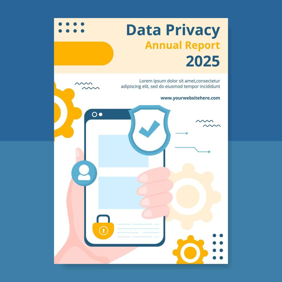 illustrazione di vettore del fondo del fumetto piatto del modello di relazione annuale sulla privacy dei dati