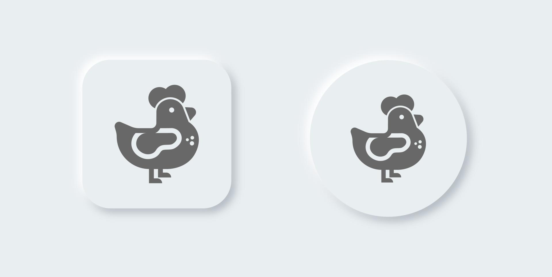 icona di pollo solido in stile neomorfo. illustrazione vettoriale di segni di gallina.