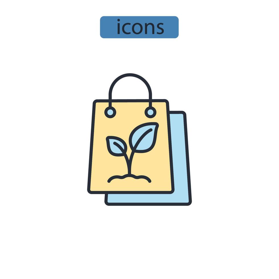 eco borsa icone simbolo elementi vettoriali per il web infografica