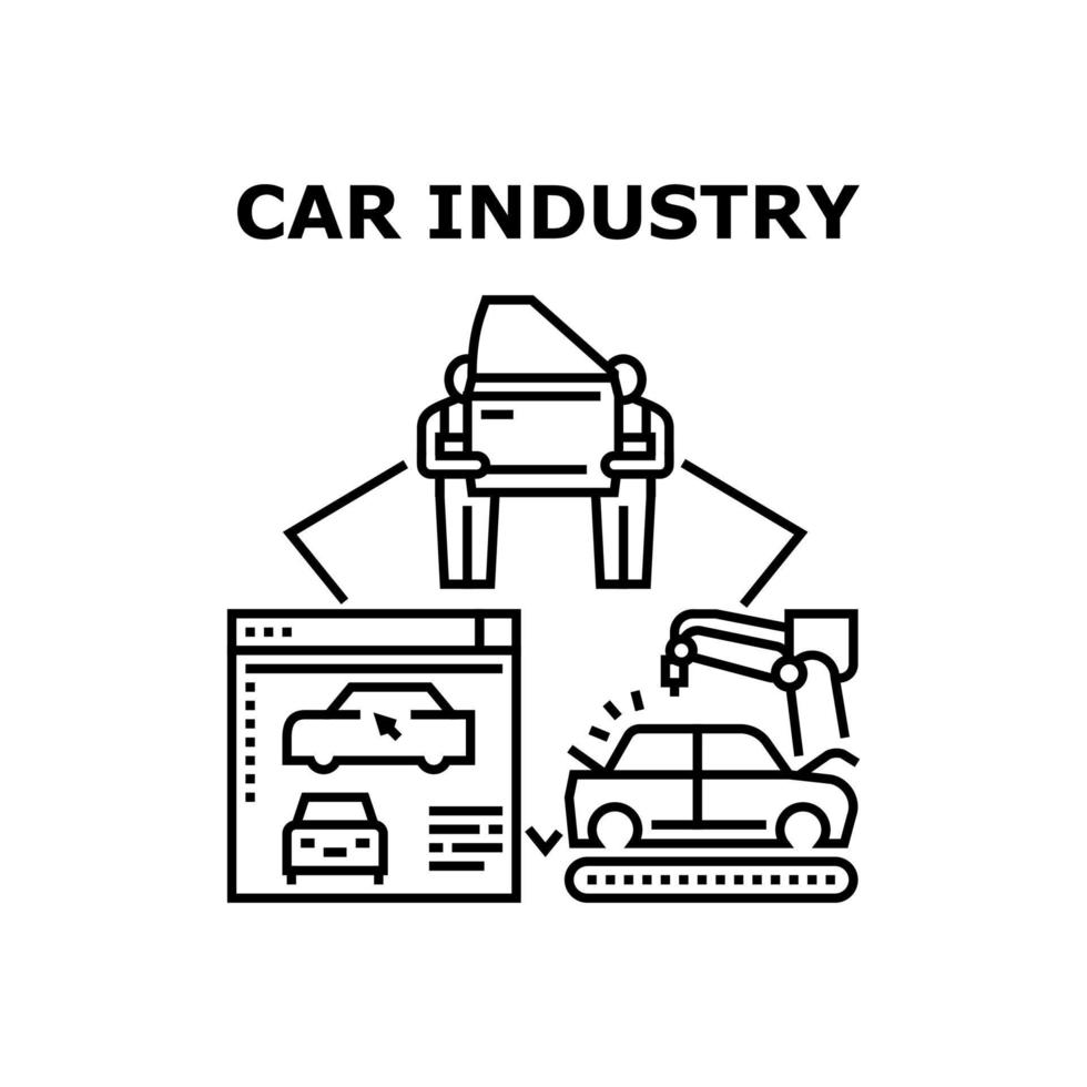 illustrazione nera del concetto di vettore dell'industria automobilistica