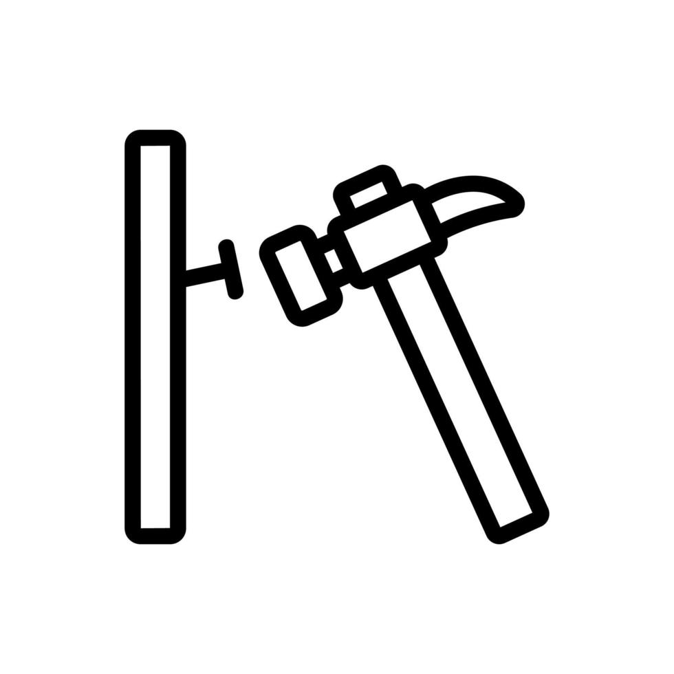 illustrazione del profilo del vettore dell'icona del chiodo di martellamento