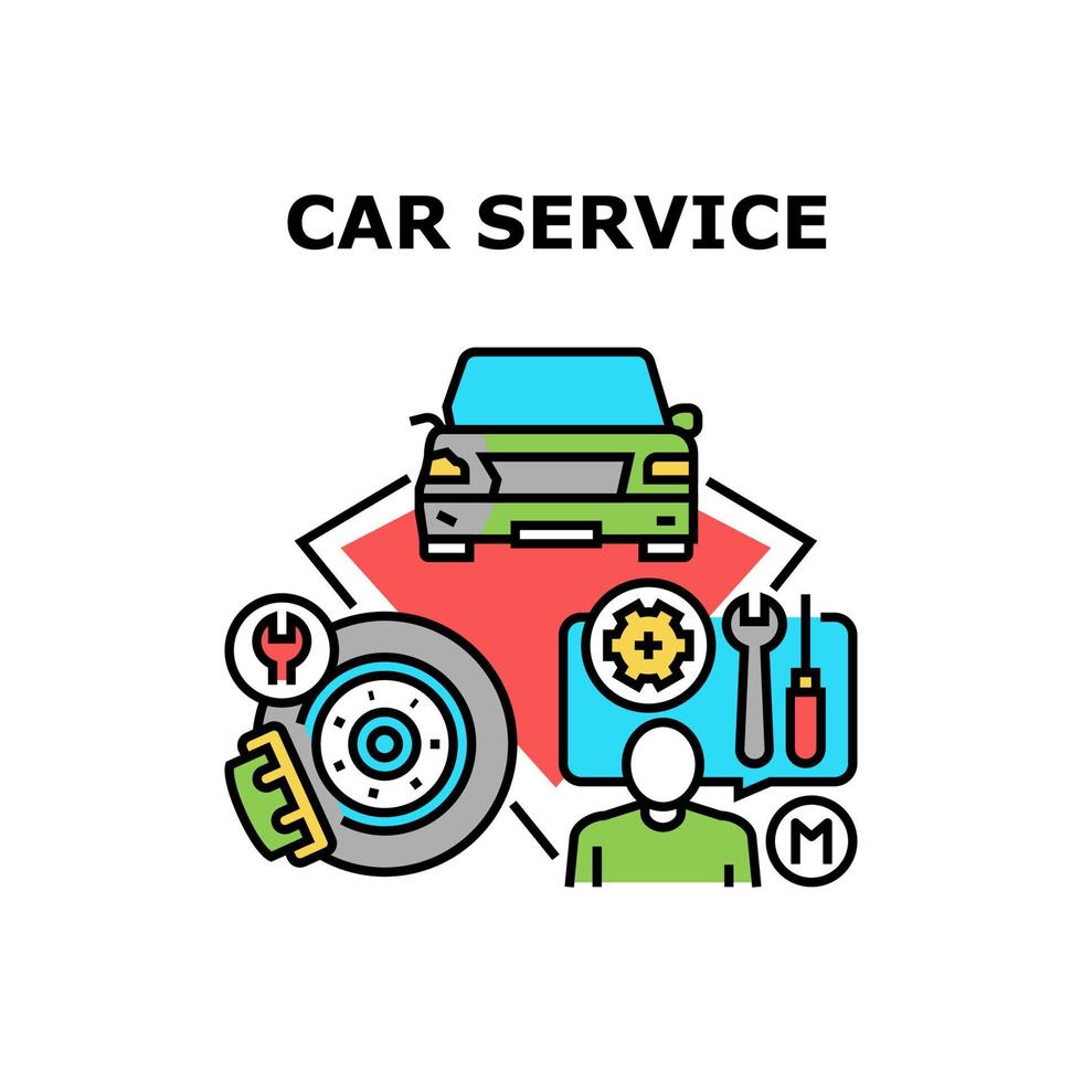 illustrazione a colori del concetto di vettore di servizio auto