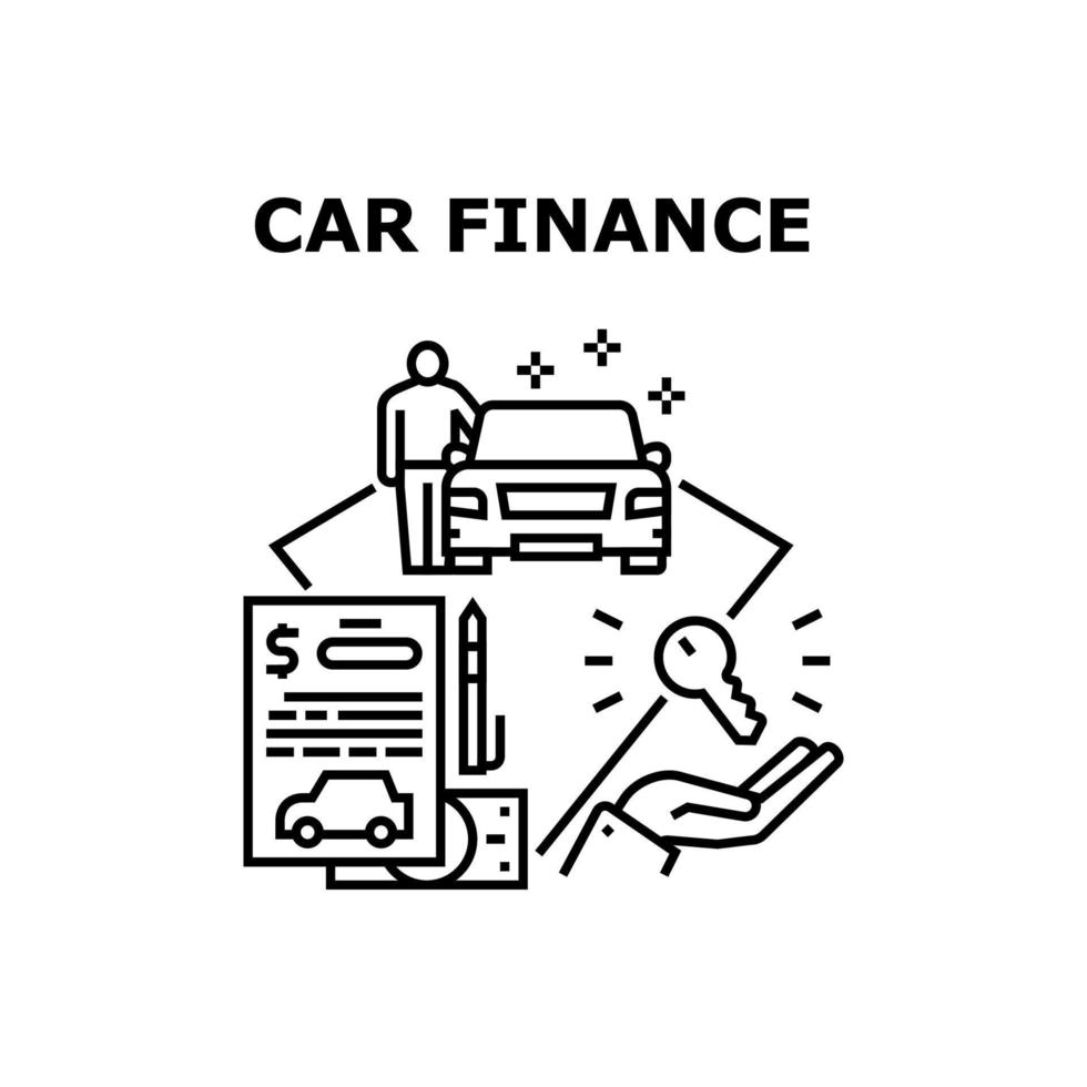 illustrazione nera di concetto di vettore di finanza dell'automobile
