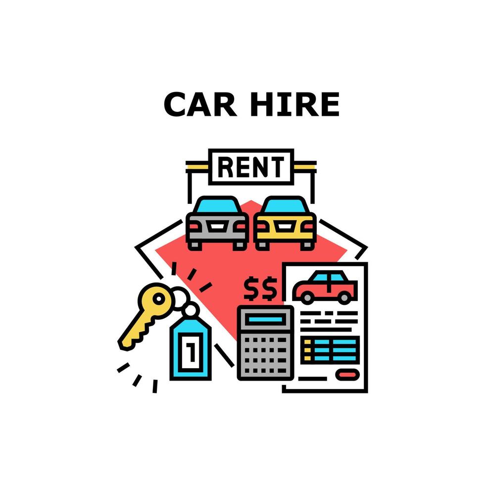 illustrazione a colori del concetto di vettore del servizio di noleggio auto