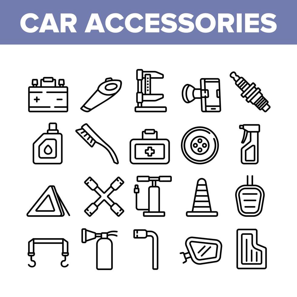 set di icone per la raccolta di strumenti per accessori per auto vettore