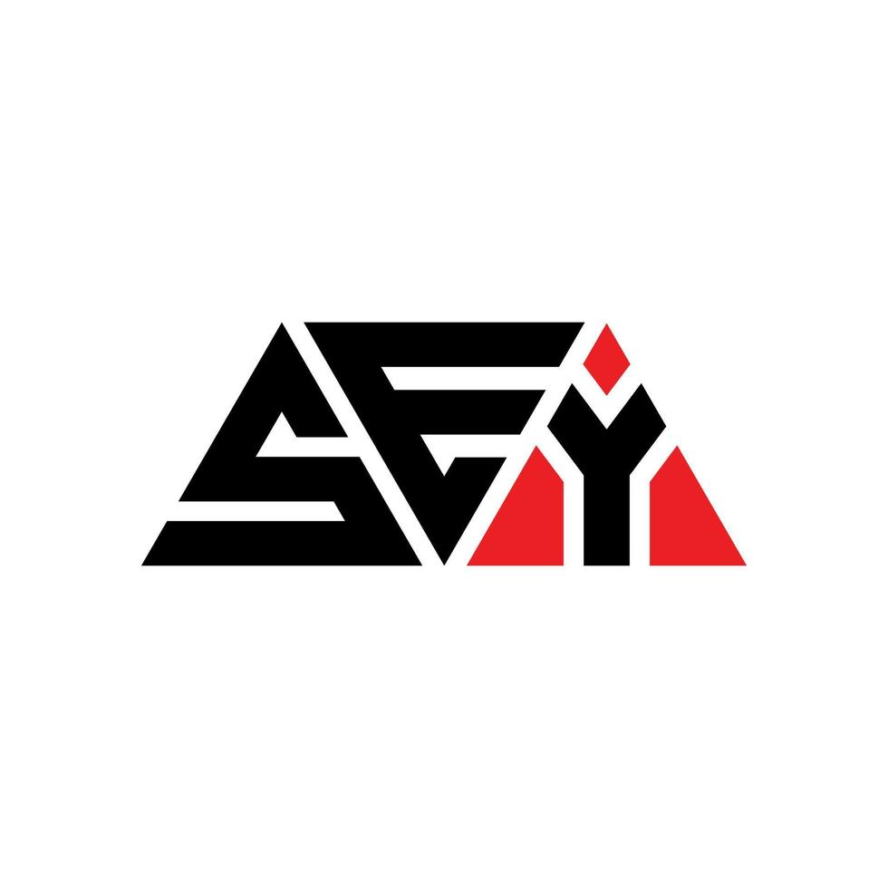 design del logo della lettera triangolo sey con forma triangolare. monogramma di design del logo del triangolo sey. modello di logo vettoriale triangolo sey con colore rosso. sey logo triangolare logo semplice, elegante e lussuoso. sey