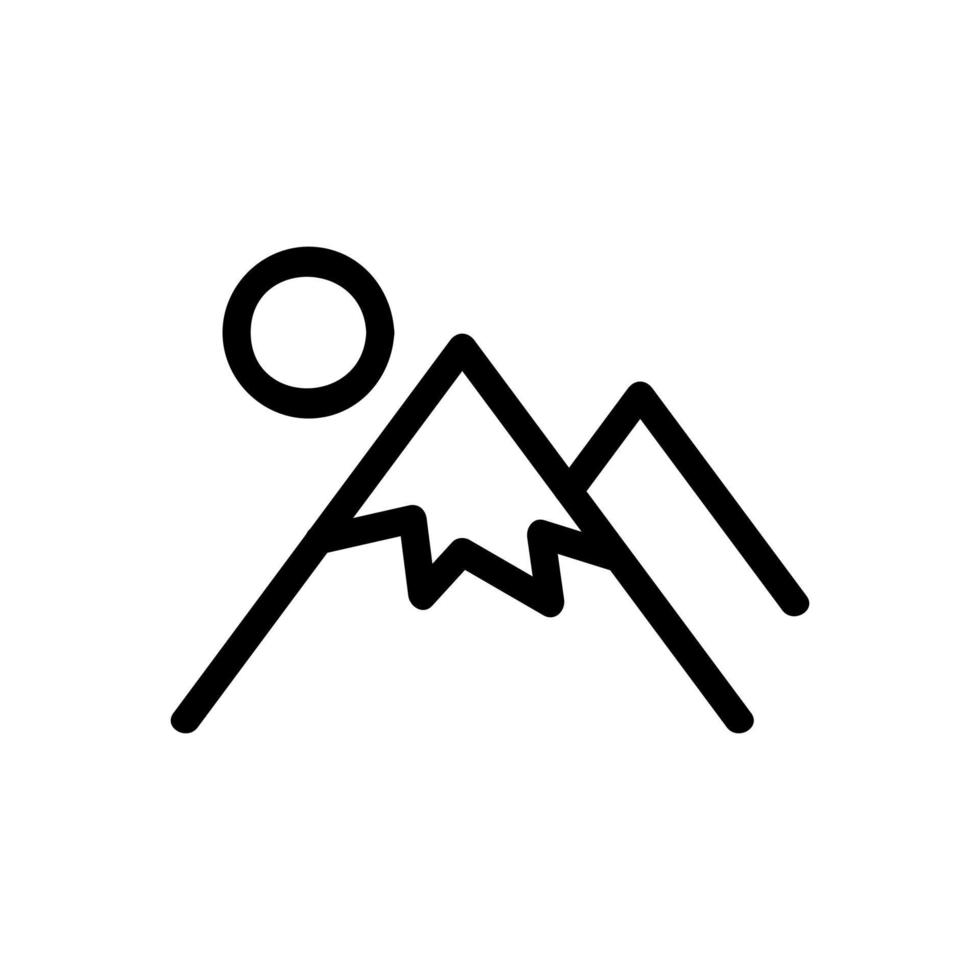 l'icona del sole di montagna è un vettore. illustrazione del simbolo del contorno isolato vettore