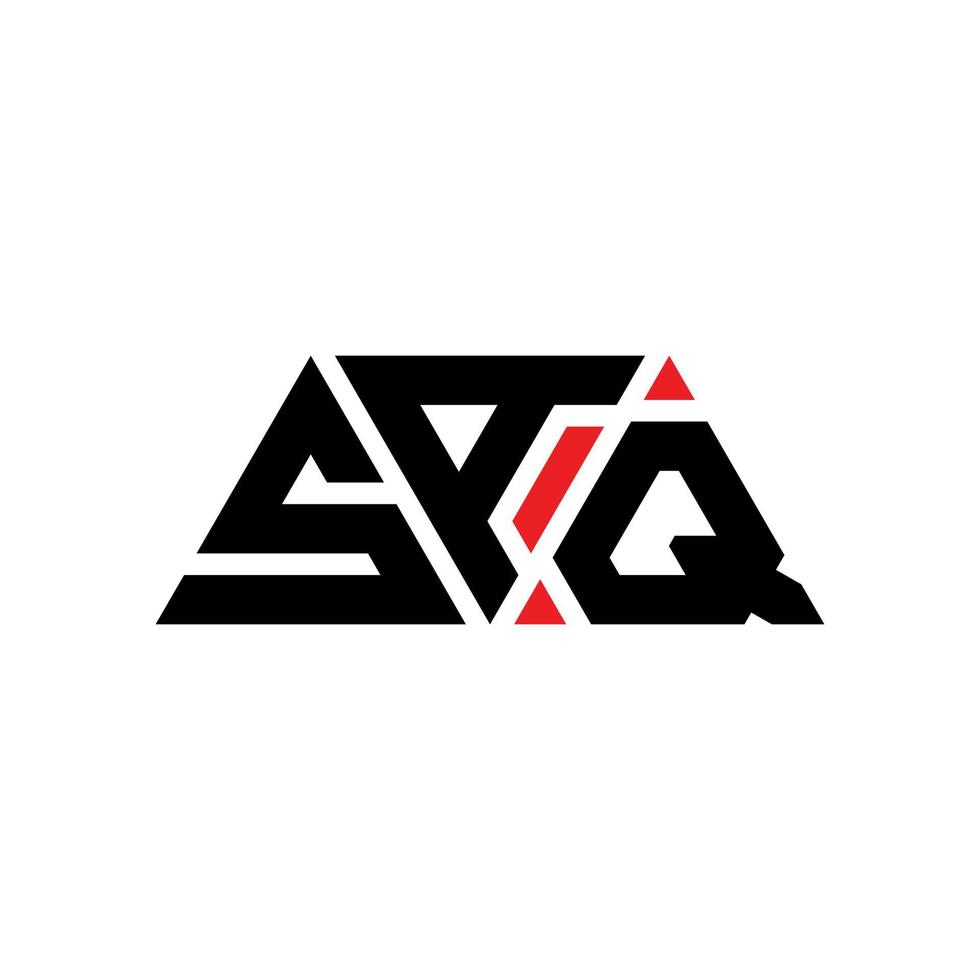 design del logo della lettera triangolare saq con forma triangolare. monogramma saq triangolo logo design. modello di logo vettoriale triangolo saq con colore rosso. logo triangolare saq logo semplice, elegante e lussuoso. saq