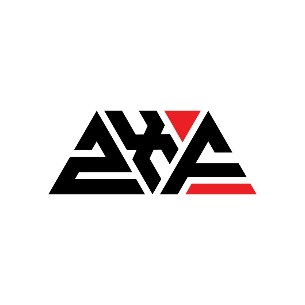 logo lettera triangolare zxf con forma triangolare. zxf triangolo logo design monogramma. modello di logo vettoriale triangolo zxf con colore rosso. zxf logo triangolare logo semplice, elegante e lussuoso. zxf