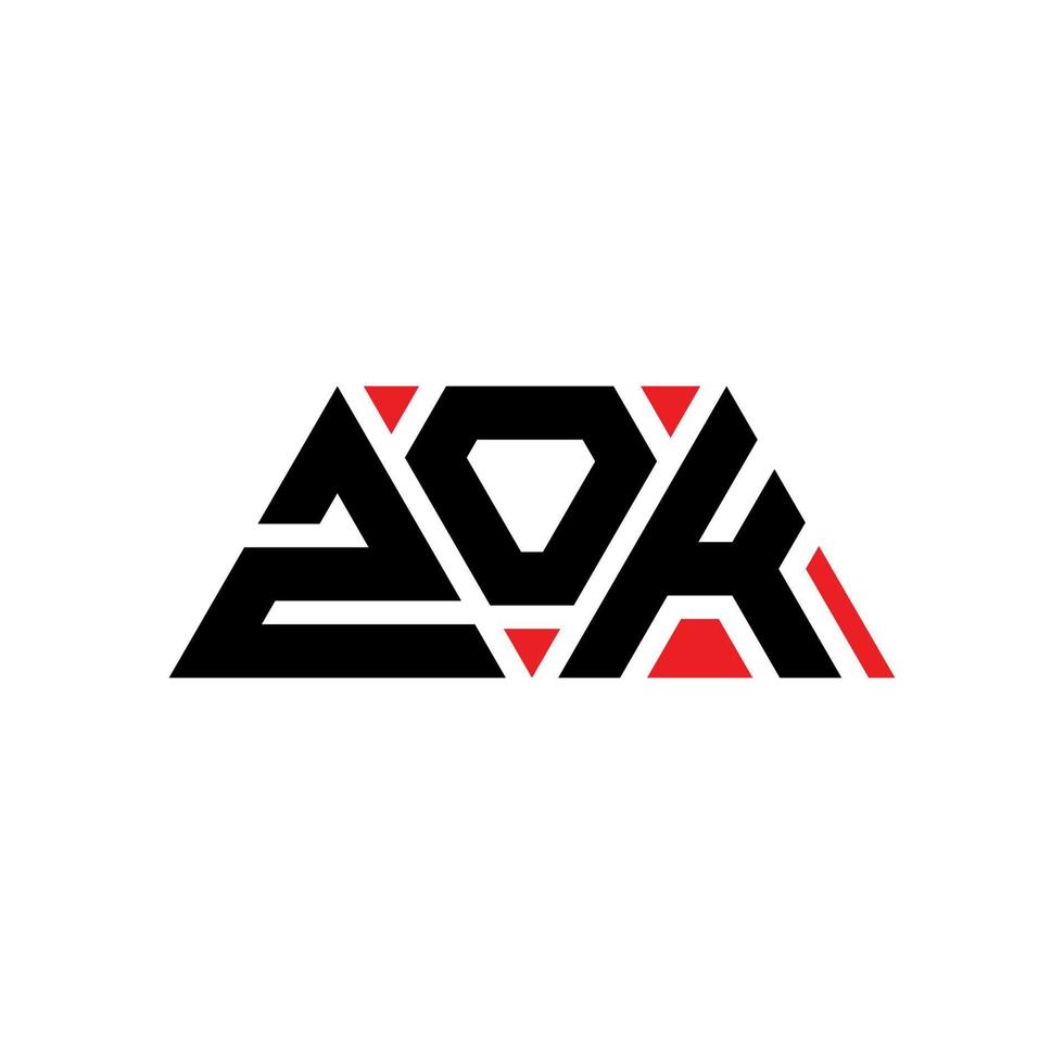 design del logo della lettera del triangolo zok con forma triangolare. zok triangolo logo design monogramma. modello di logo vettoriale triangolo zok con colore rosso. logo triangolare zok logo semplice, elegante e lussuoso. zok