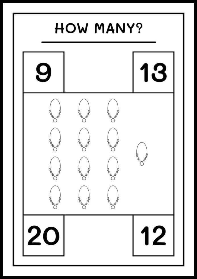 quanti ciondolo, gioco per bambini. illustrazione vettoriale, foglio di lavoro stampabile vettore