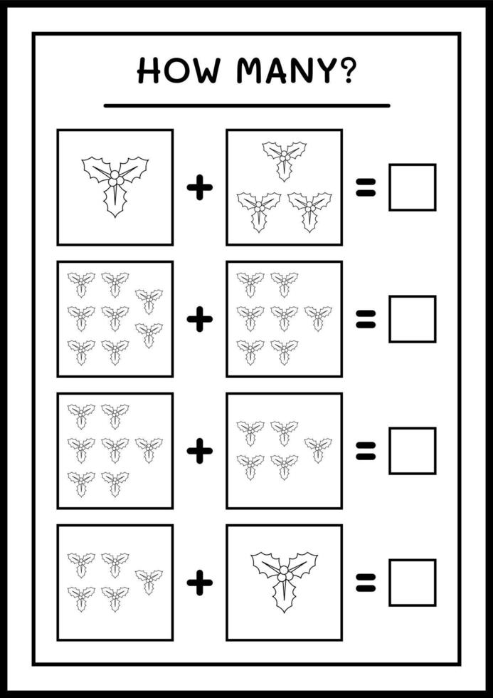 quante bacche di agrifoglio, gioco per bambini. illustrazione vettoriale, foglio di lavoro stampabile vettore