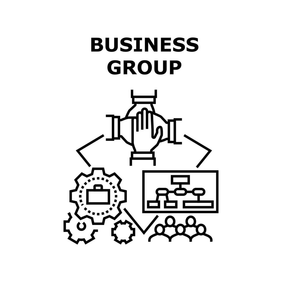 illustrazione nera di concetto di vettore del gruppo di affari