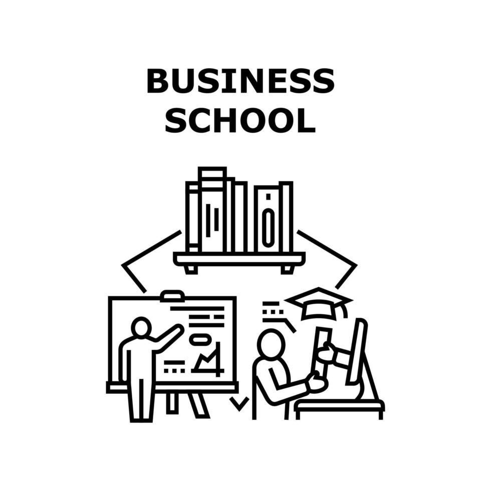 illustrazione nera di concetto di vettore della scuola di affari
