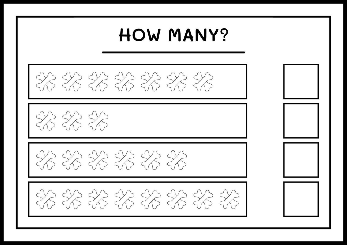 quante ossa, gioco per bambini. illustrazione vettoriale, foglio di lavoro stampabile vettore