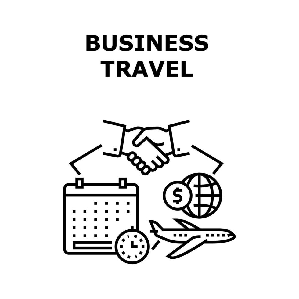 illustrazione nera di concetto di vettore di viaggio d'affari