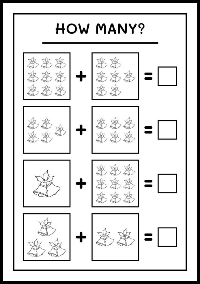 quante campane di natale, gioco per bambini. illustrazione vettoriale, foglio di lavoro stampabile vettore