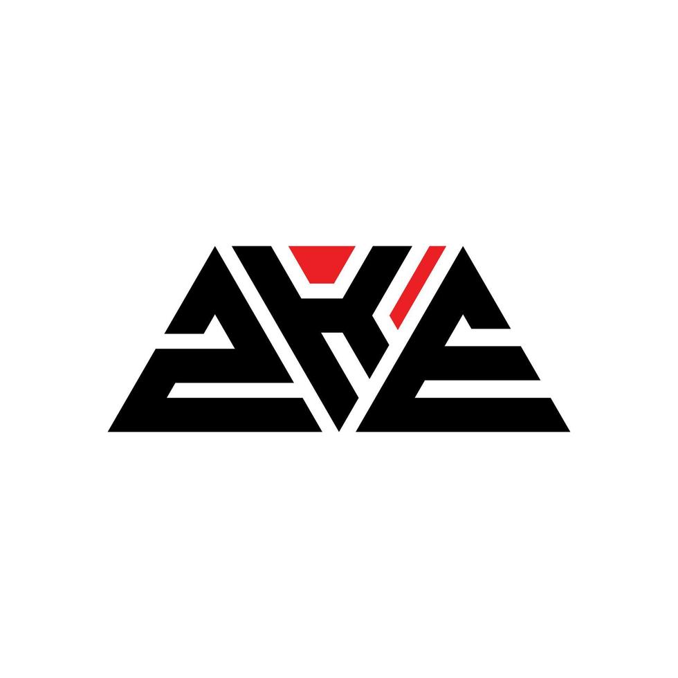 logo della lettera triangolare zke con forma triangolare. zke triangolo logo design monogramma. modello di logo vettoriale triangolo zke con colore rosso. logo triangolare zke logo semplice, elegante e lussuoso. zke