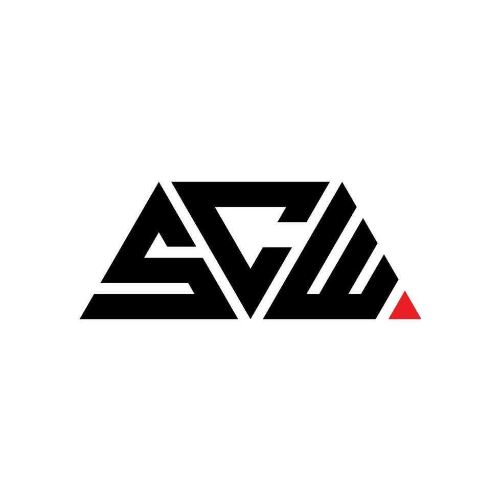 scw triangolo lettera logo design con forma triangolare. scw triangolo logo design monogramma. modello di logo vettoriale triangolo scw con colore rosso. scw logo triangolare logo semplice, elegante e lussuoso. scw