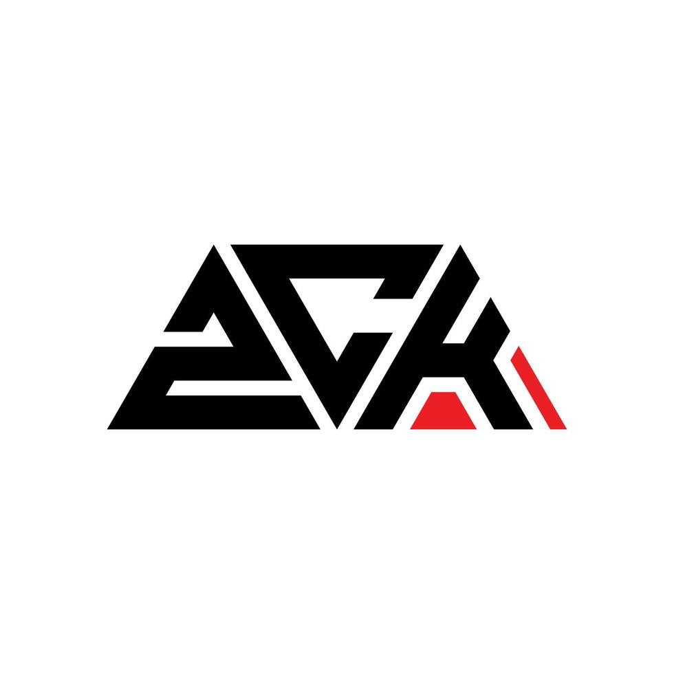 zck triangolo lettera logo design con forma triangolare. zck triangolo logo design monogramma. modello di logo vettoriale triangolo zck con colore rosso. logo triangolare zck logo semplice, elegante e lussuoso. zck
