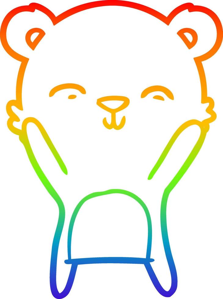 arcobaleno gradiente linea disegno felice cartone animato orso polare vettore