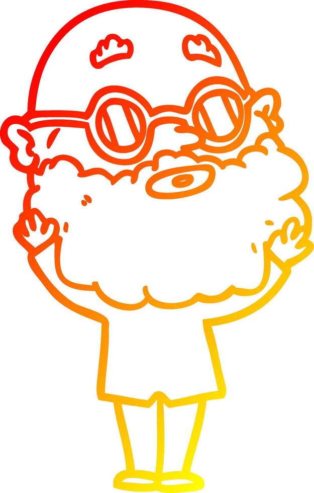 caldo gradiente disegno cartone animato uomo curioso con barba e occhiali vettore