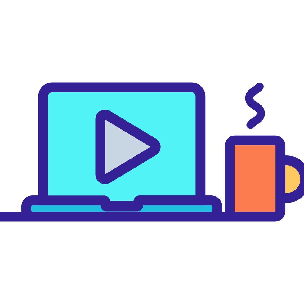 guarda il video sull'icona del vettore del laptop. illustrazione del simbolo del contorno isolato