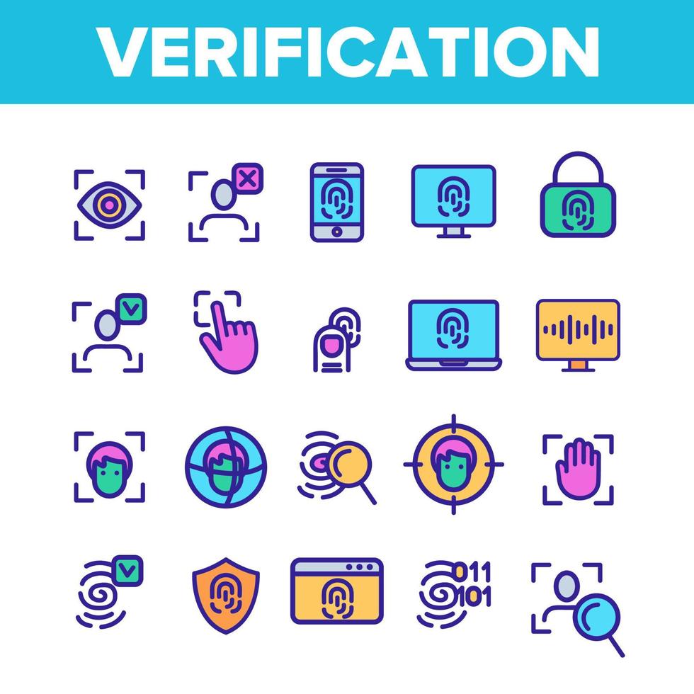 verifica delle icone della linea di colore del vettore ID impostate