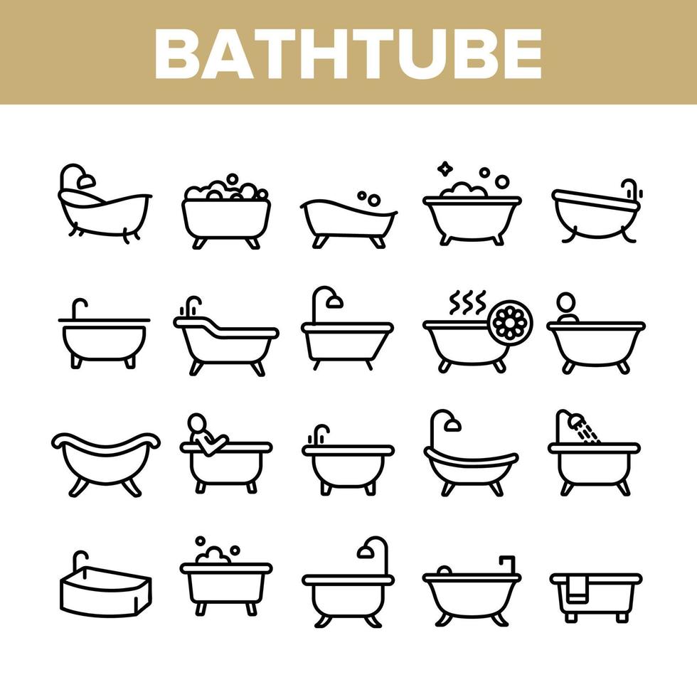 set di icone per la raccolta di vasche da bagno e doccia vettore
