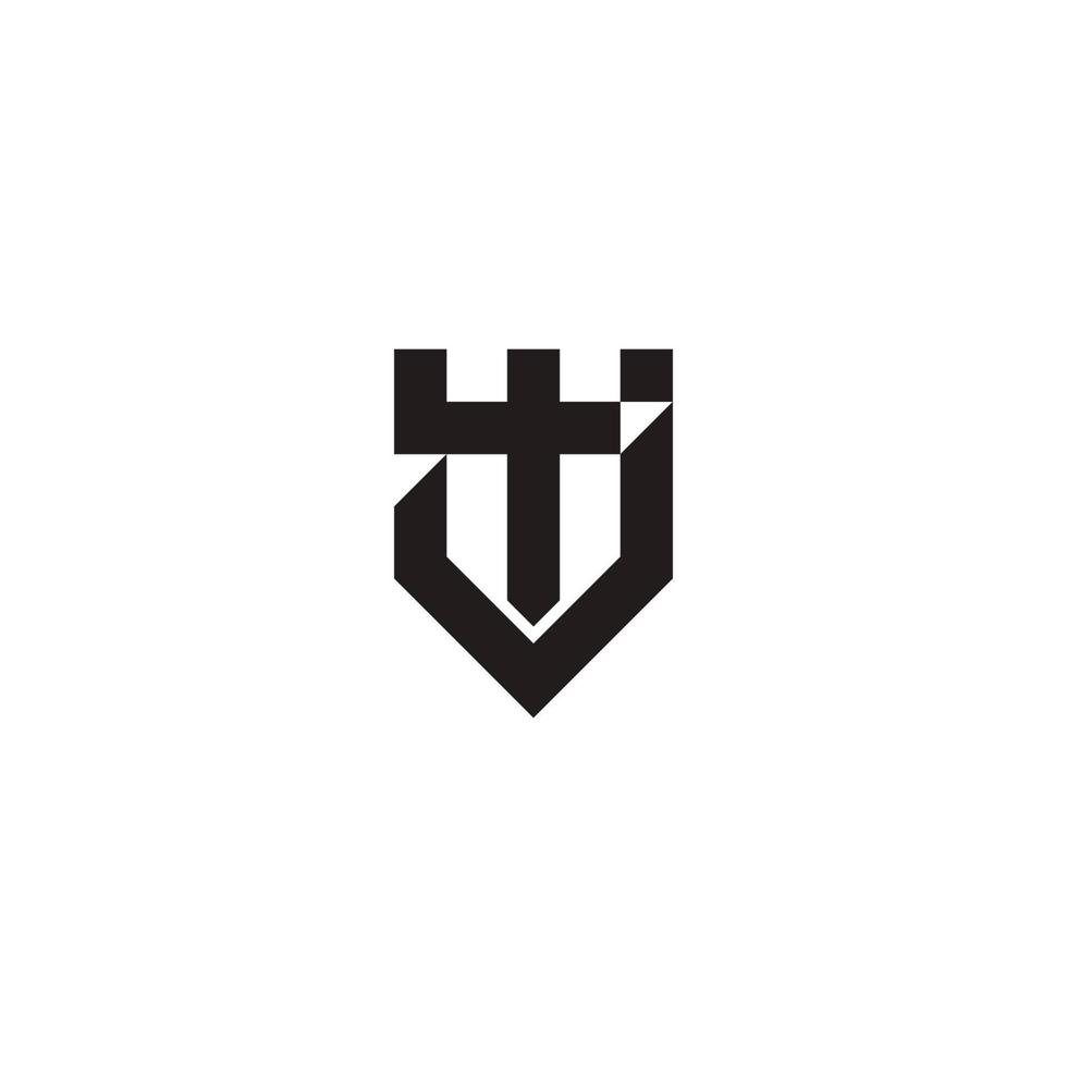 lettera tj scudo spada semplice logo geometrico vettore