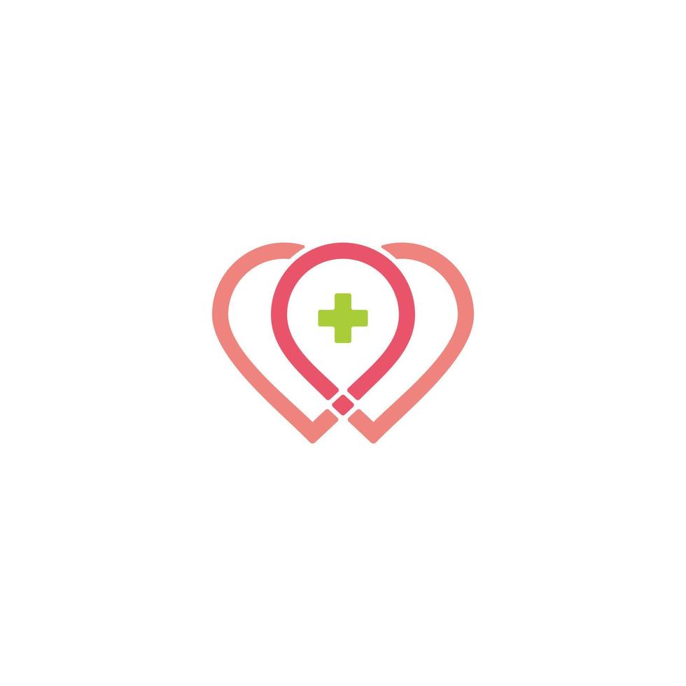 medico pin posizione cuore simbolo logo vettoriale