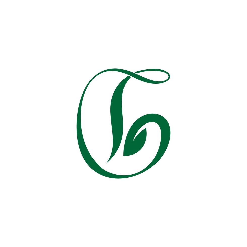 lettera b curve flusso verde pianta foglia simbolo logo vettoriale
