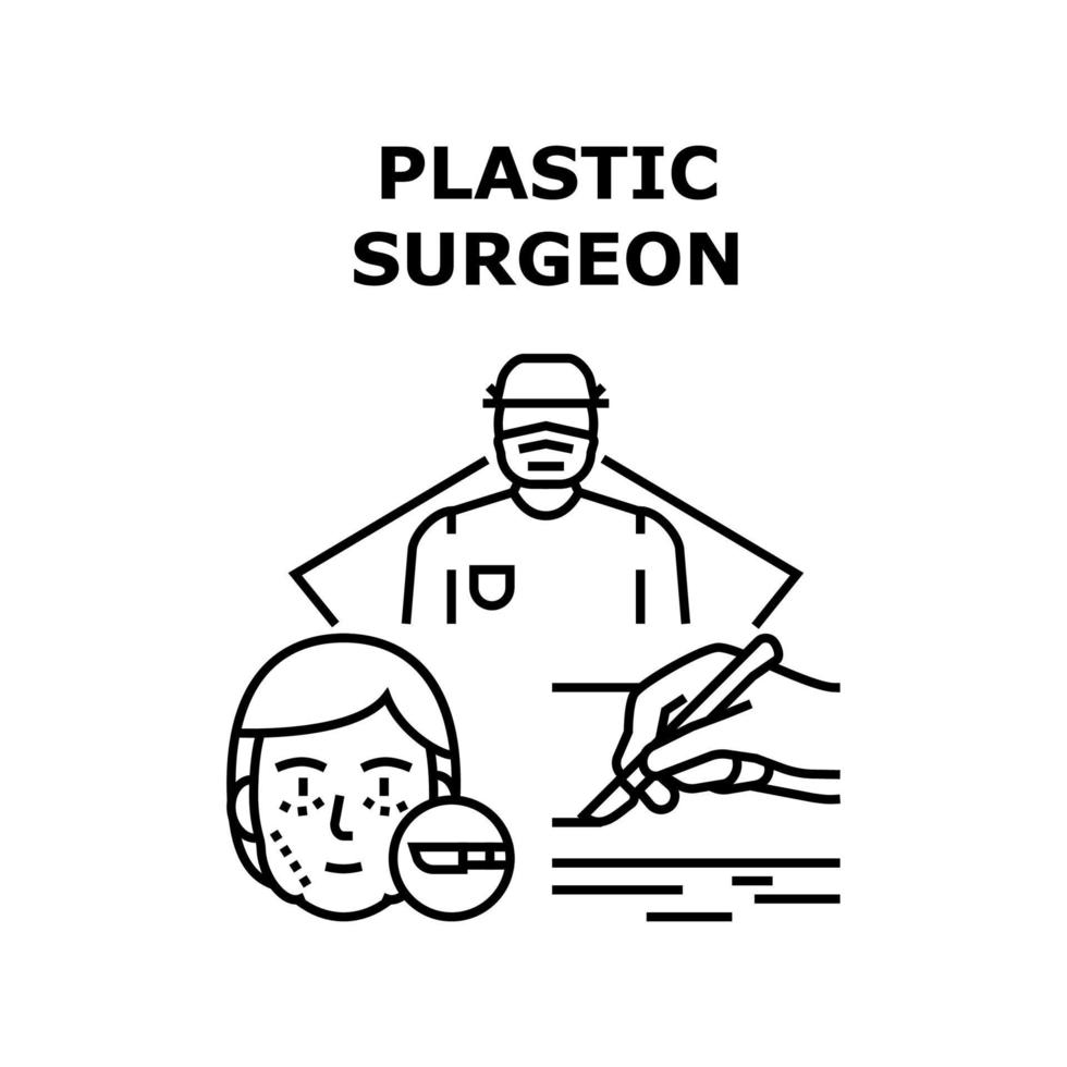 illustrazione nera del concetto di vettore del chirurgo plastico
