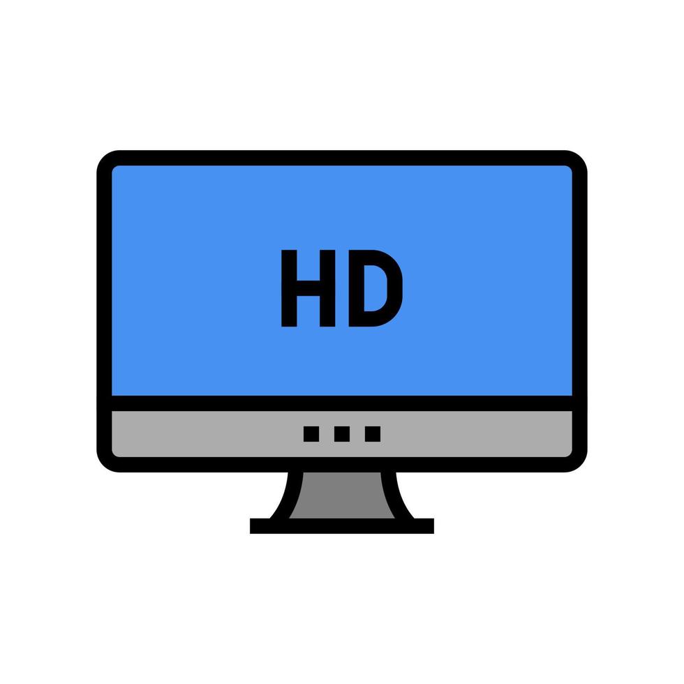 illustrazione vettoriale dell'icona del colore dello schermo del computer con risoluzione hd