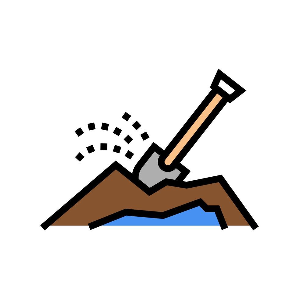 illustrazione vettoriale dell'icona del colore del foro di scavo della pala