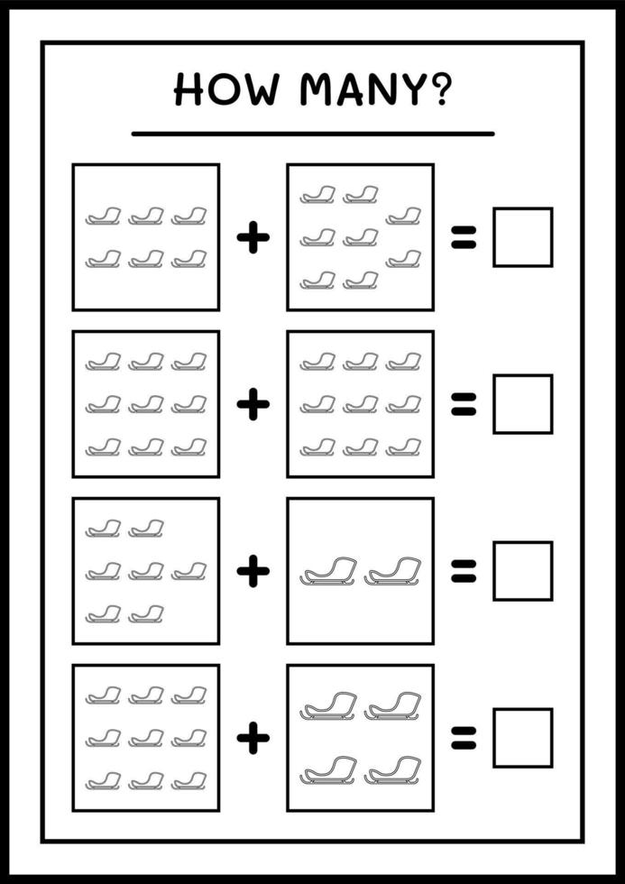 quanti slitta di babbo natale, gioco per bambini. illustrazione vettoriale, foglio di lavoro stampabile vettore