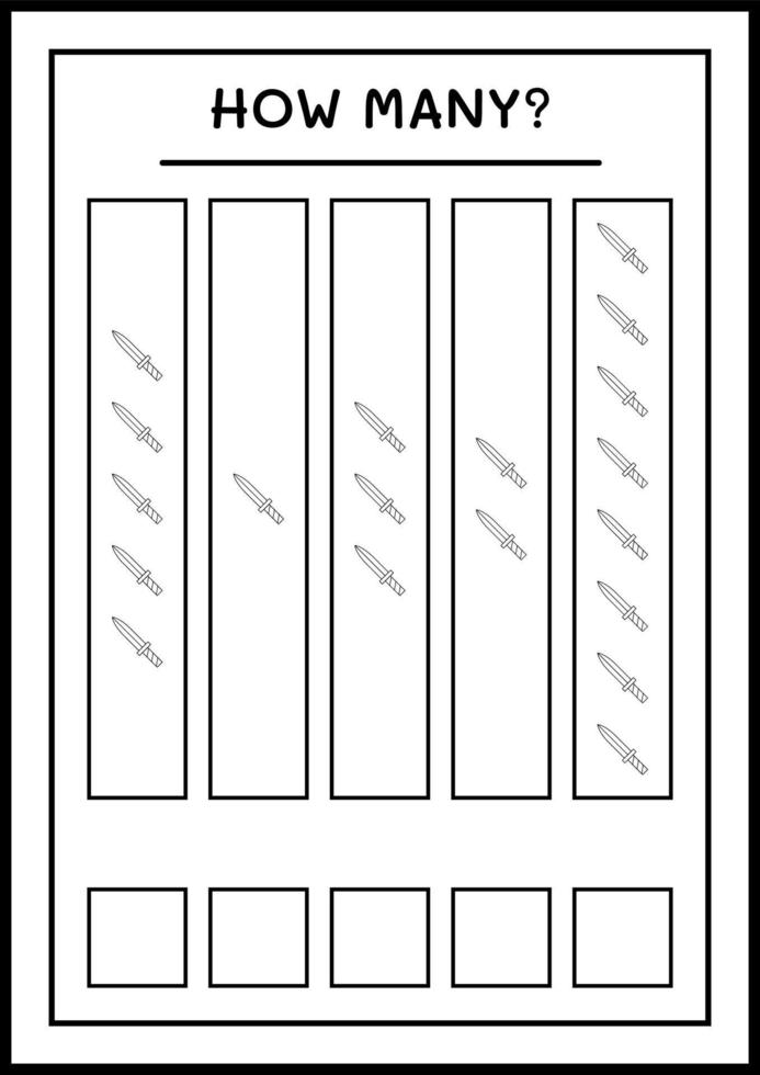 quante spade, gioco per bambini. illustrazione vettoriale, foglio di lavoro stampabile vettore