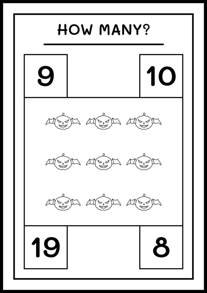 quante zucche, gioco per bambini. illustrazione vettoriale, foglio di lavoro stampabile vettore