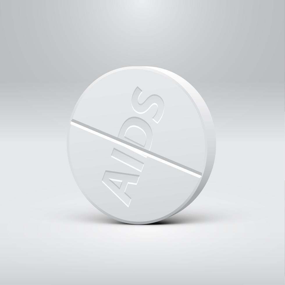 Pillola bianca su sfondo grigio, illustrazione vettoriale realistico