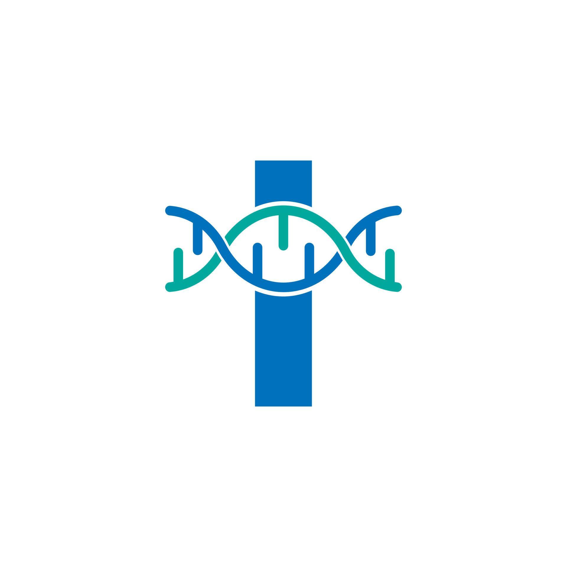 lettera iniziale i elemento del modello di progettazione del logo dell'icona del dna genetico. illustrazione biologica vettore