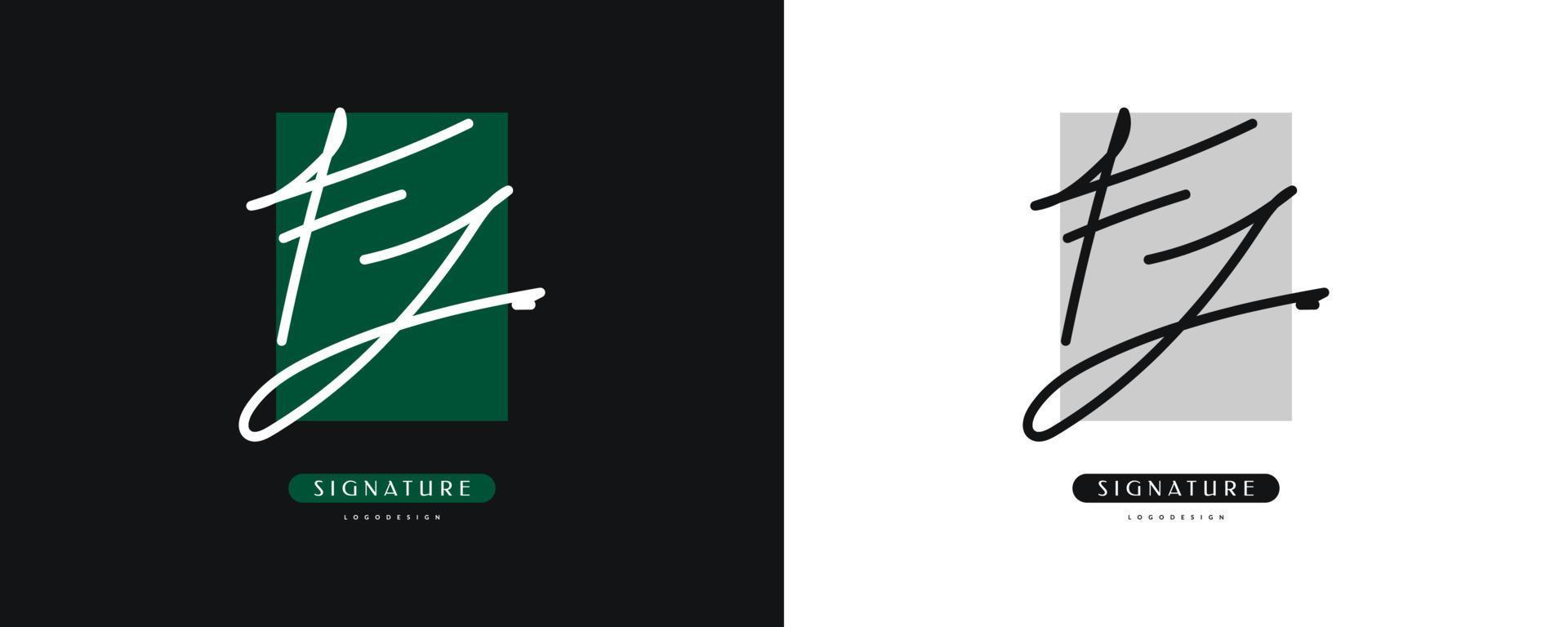 design iniziale del logo f e j con uno stile di scrittura elegante e minimalista. logo o simbolo della firma fj per matrimonio, moda, gioielli, boutique e identità aziendale vettore