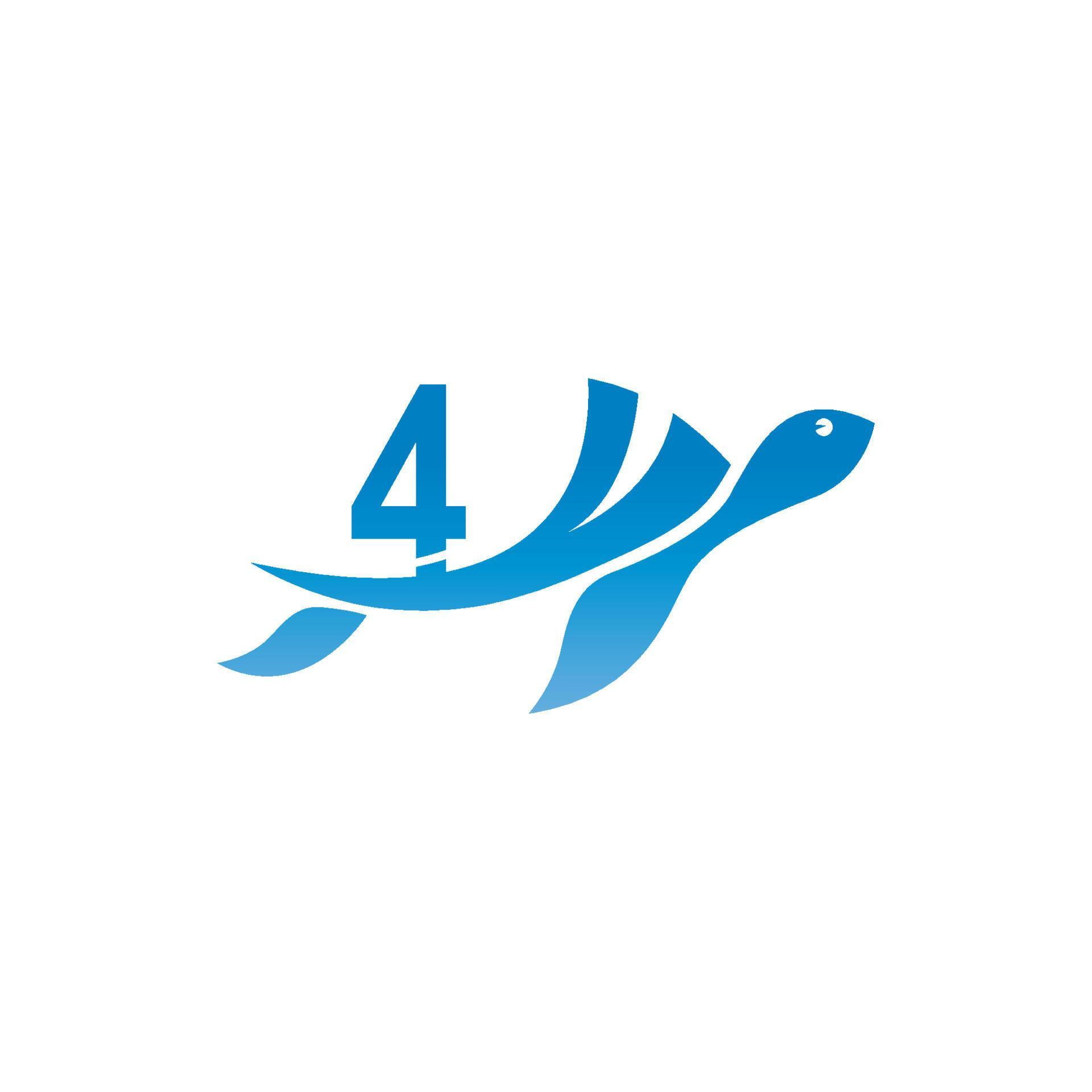 icona di tartaruga marina con illustrazione del design del logo numero 4 vettore
